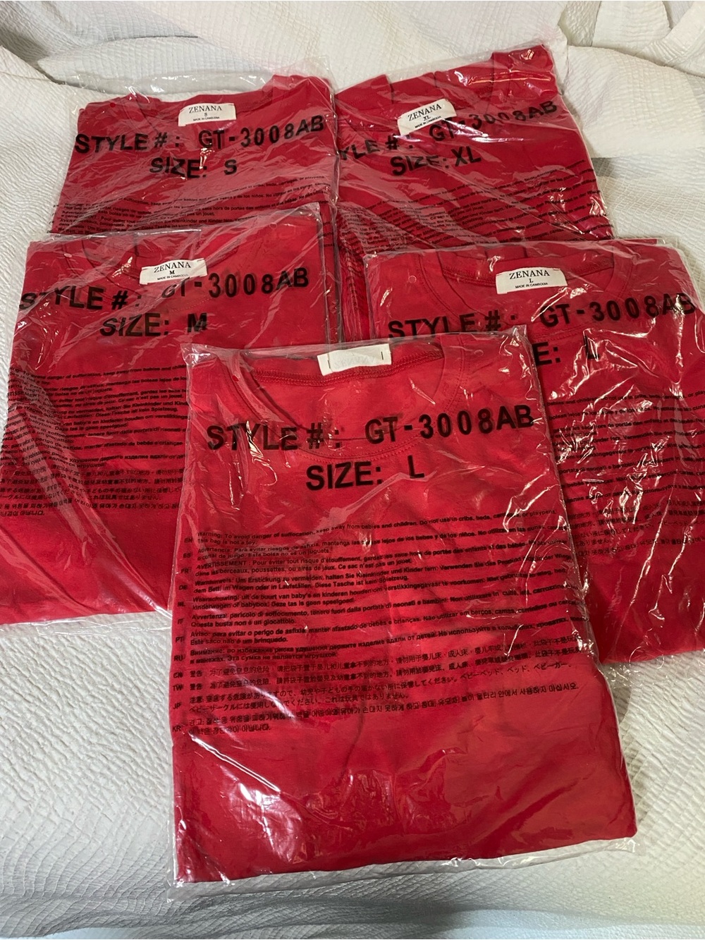 Zenana wholesale lot of red t-shirts tops unisex
